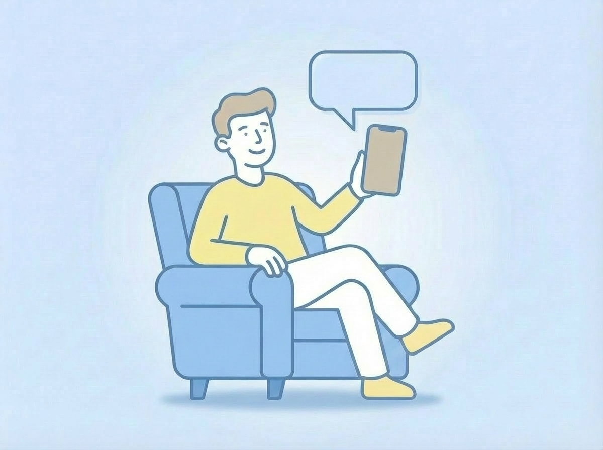 スマホでフィードバックを受ける様子